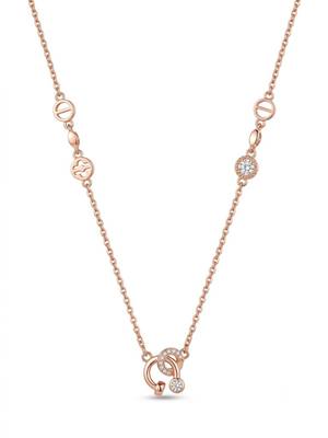 925 Sterling Silver Rose Gold Cubic Zirconia Minimalist Interlocking Circle Necklace Set for women  2