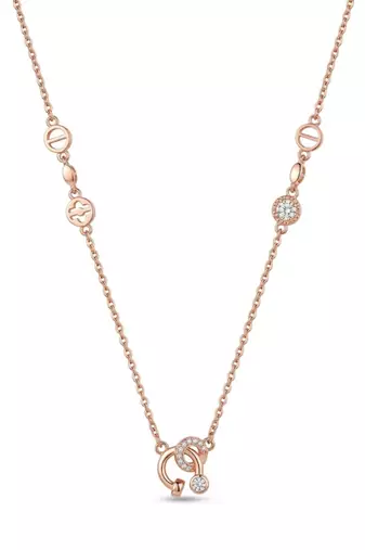 925 Sterling Silver Rose Gold Cubic Zirconia Minimalist Interlocking Circle Necklace Set for women 