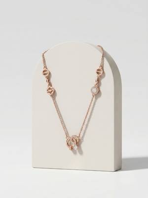 925 Sterling Silver Rose Gold Cubic Zirconia Minimalist Interlocking Circle Necklace Set for women  3