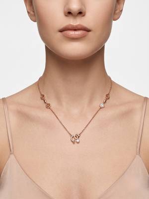 925 Sterling Silver Rose Gold Cubic Zirconia Minimalist Interlocking Circle Necklace Set for women  4