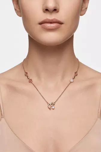 925 Sterling Silver Rose Gold Cubic Zirconia Minimalist Interlocking Circle Necklace Set for women 