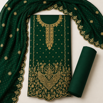 Women’s embroidered unstitched salwar suit dress material with dupatta 2