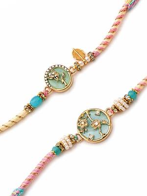 bhaiya bhabhi designer rakhi set with roli chawal and raksha bandhan card 2