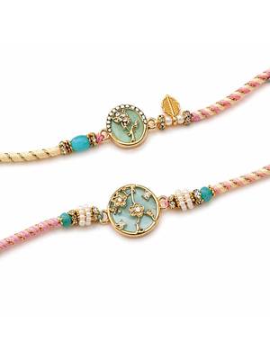 bhaiya bhabhi designer rakhi set with roli chawal and raksha bandhan card 3