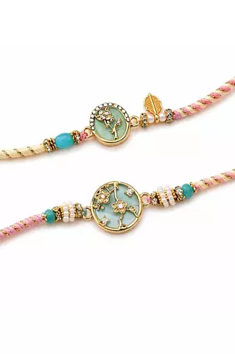 bhaiya bhabhi designer rakhi set with roli chawal and raksha bandhan card