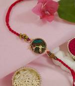 krishna flute designer rakhi with roli chawal and raksha bandhan card