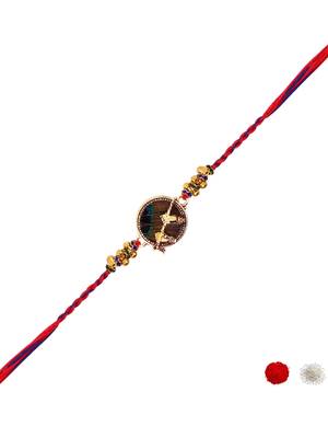 krishna flute designer rakhi with roli chawal and raksha bandhan card 2