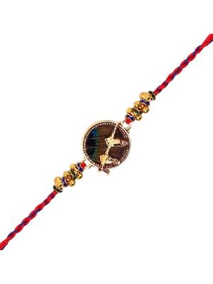 krishna flute designer rakhi with roli chawal and raksha bandhan card 3