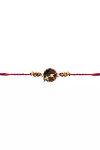 krishna flute designer rakhi with roli chawal and raksha bandhan card
