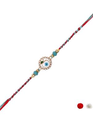 evil eye designer rakhi with roli chawal and raksha bandhan card 2