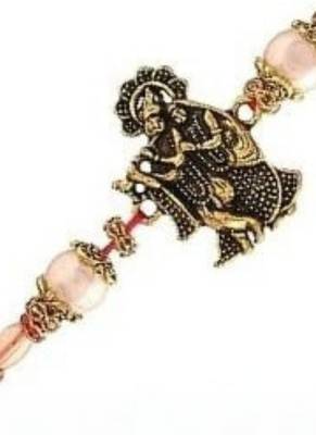 radha krishna designer rakhi with roli chawal and raksha bandhan card 2