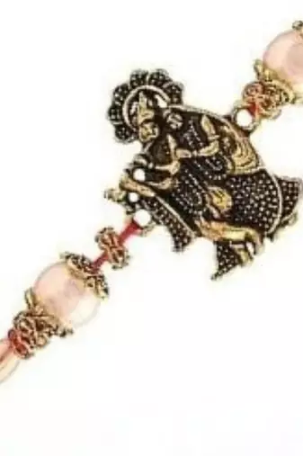 radha krishna designer rakhi with roli chawal and raksha bandhan card
