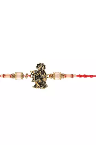 radha krishna designer rakhi with roli chawal and raksha bandhan card