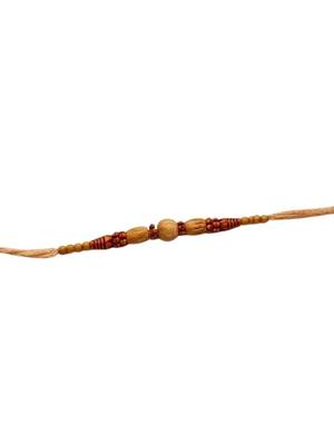 wooden bead designer rakhi with roli chawal and raksha bandhan card 3