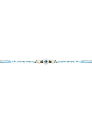 evil eye theme designer rakhi with roli chawal and raksha bandhan card 3