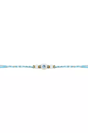 evil eye theme designer rakhi with roli chawal and raksha bandhan card