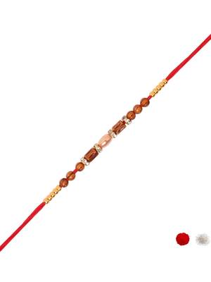 beaded design rakhi with roli chawal and raksha bandhan card 2