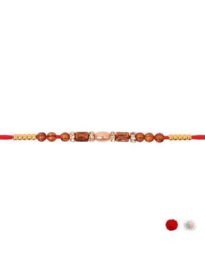 beaded design rakhi with roli chawal and raksha bandhan card 3