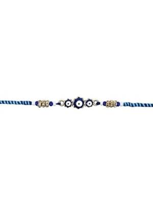 evil eye theme designer rakhi with roli chawal and raksha bandhan card 4