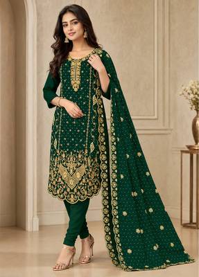 Women’s embroidered unstitched salwar suit dress material with dupatta 1