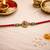 ganesha designer red rakhi with roli chawal and raksha bandhan card