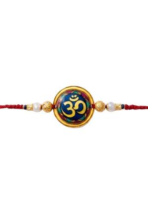 om designer rakhi with roli chawal and raksha bandhan card 3