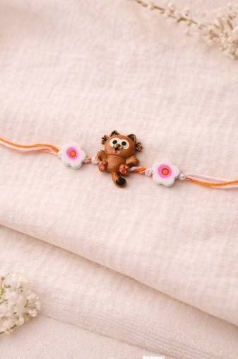 kids cartoon rakhi with roli chawal and raksha bandhan card