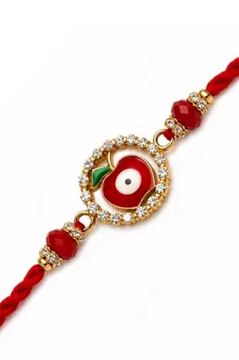 evil eye designer rakhi with roli chawal and raksha bandhan card