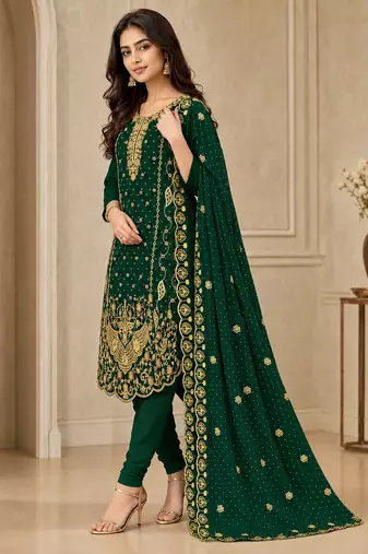 Women’s embroidered unstitched salwar suit dress material with dupatta