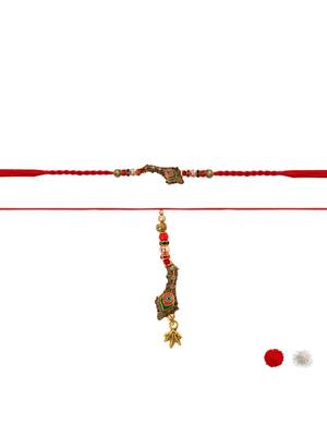 peacock designer lumba and rakhi set with roli chawal and raksha bandhan card 2
