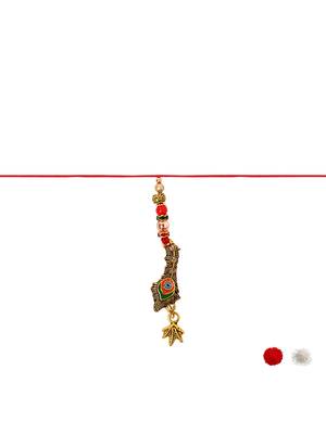 peacock designer lumba and rakhi set with roli chawal and raksha bandhan card 4