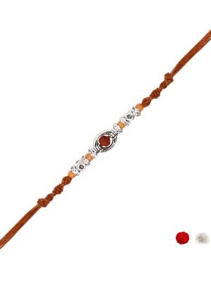 rudraksha designer rakhi with roli chawal and raksha bandhan card 2