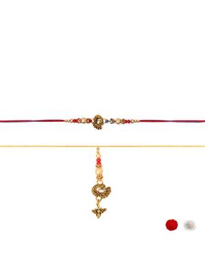 peacock designer lumba and rakhi set with roli chawal and raksha bandhan card 2