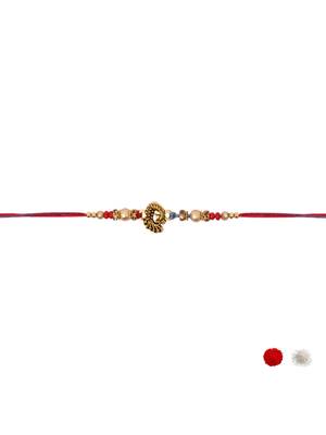 peacock designer lumba and rakhi set with roli chawal and raksha bandhan card 3