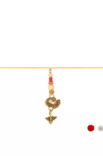 peacock designer lumba and rakhi set with roli chawal and raksha bandhan card