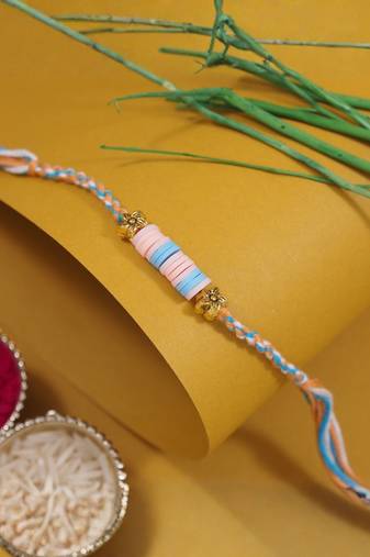 clay kids rakhi with roli chawal and raksha bandhan cards