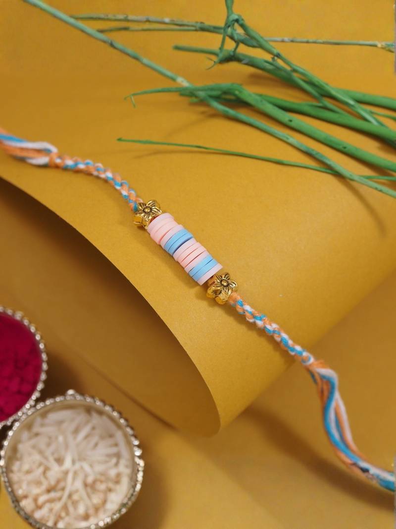 clay kids rakhi with roli chawal and raksha bandhan cards