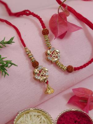 designer om rakhi with roli chawal and raksha bandhan cards 1