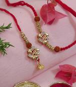 designer om rakhi with roli chawal and raksha bandhan cards