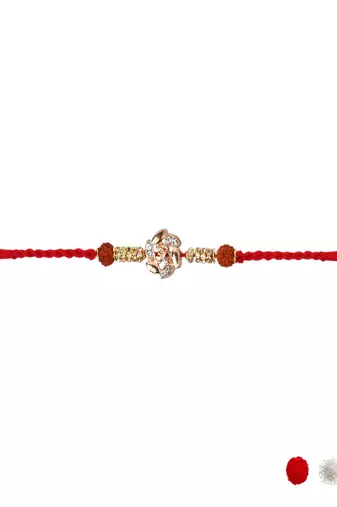 designer om rakhi with roli chawal and raksha bandhan cards