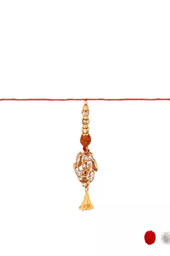 designer om rakhi with roli chawal and raksha bandhan cards