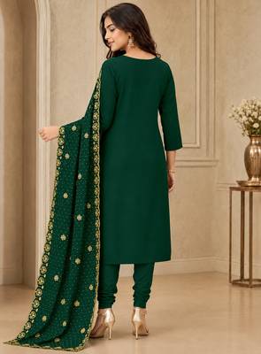 Women’s embroidered unstitched salwar suit dress material with dupatta 4