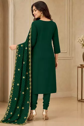 Women’s embroidered unstitched salwar suit dress material with dupatta
