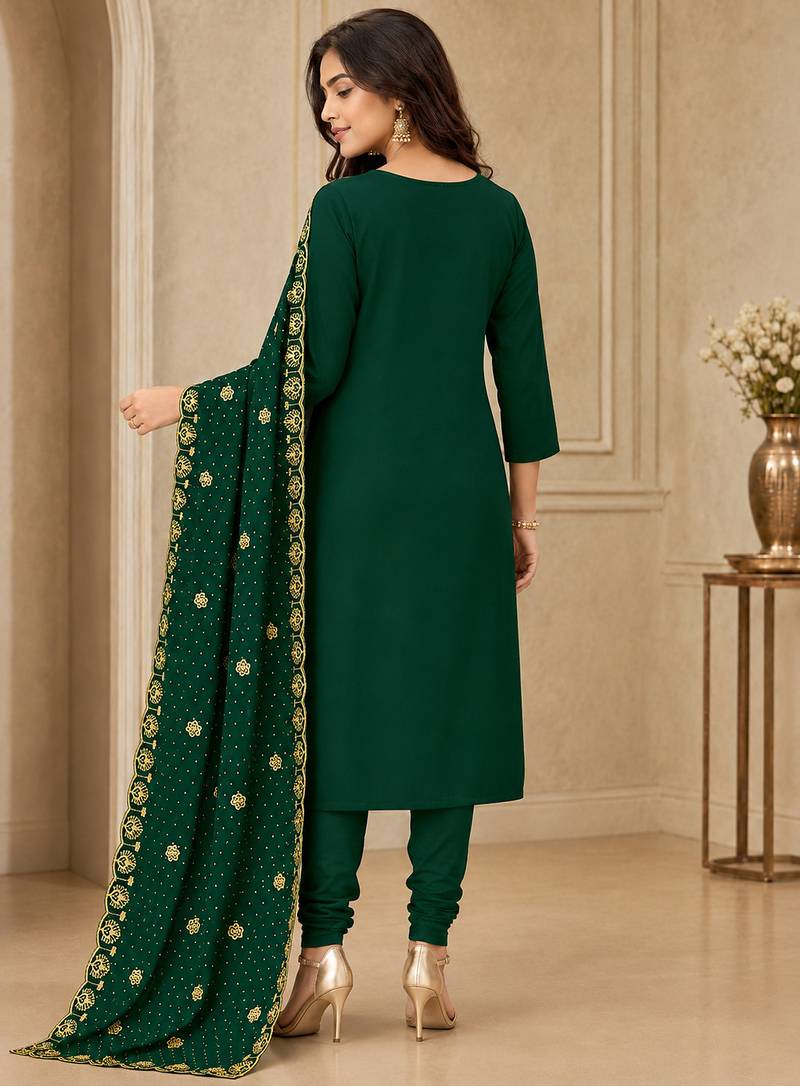 Women’s embroidered unstitched salwar suit dress material with dupatta