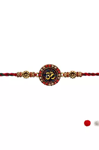 designer om rakhi with roli chawal and raksha bandhan cards