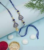 evil eye rakhi with roli chawal and raksha bandhan cards