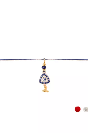 evil eye rakhi with roli chawal and raksha bandhan cards
