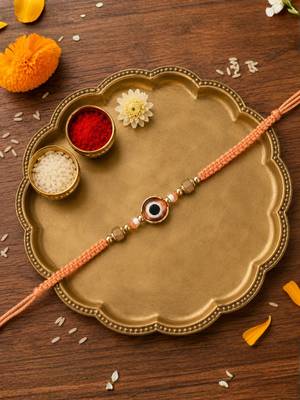 evil eye rakhi with roli chawal and raksha bandhan cards 1