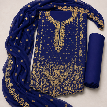Women’s embroidered unstitched salwar suit dress material with dupatta 2