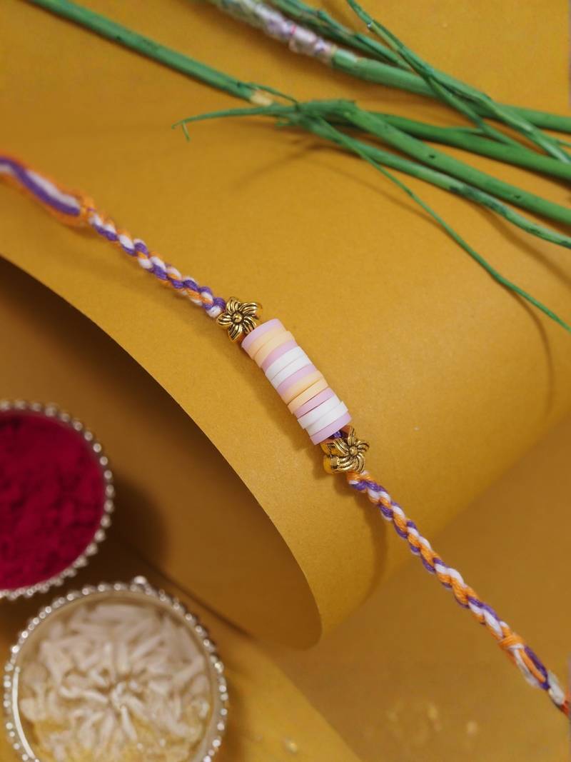 clay kids rakhi with roli chawal and raksha bandhan cards